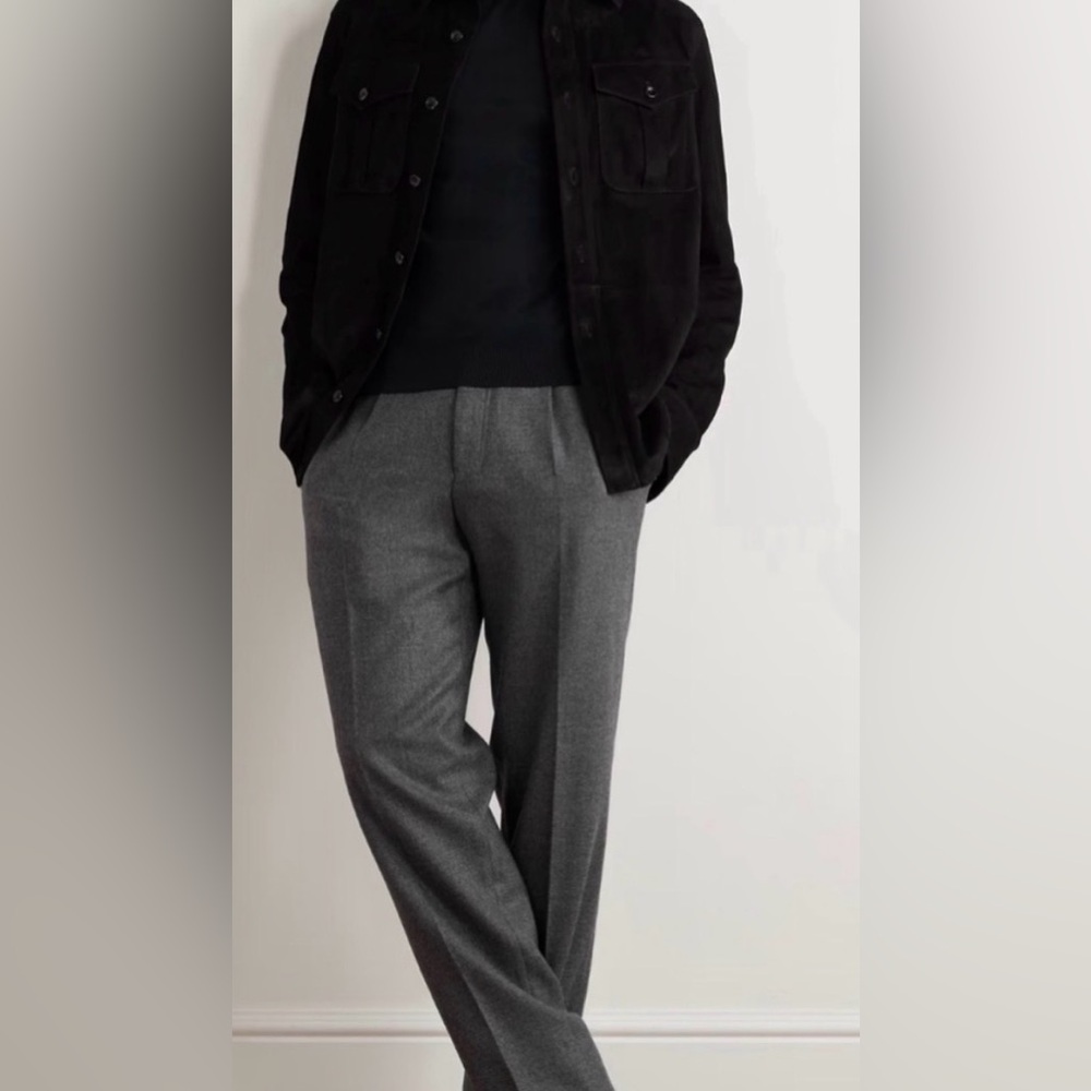 Ermenegildo Zegna Pants Gray Wool Blend Cuffed Trousers Sz 32